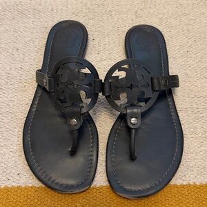 Good Condition Tory Burch Dark Blue/Gray Miller Sandals, 8.5